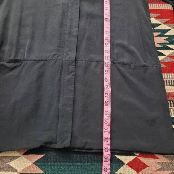 John Mark Silk Long Zip Front Jacket Coat Sz L Black Lightweight Oversized - Picture 7 of 7